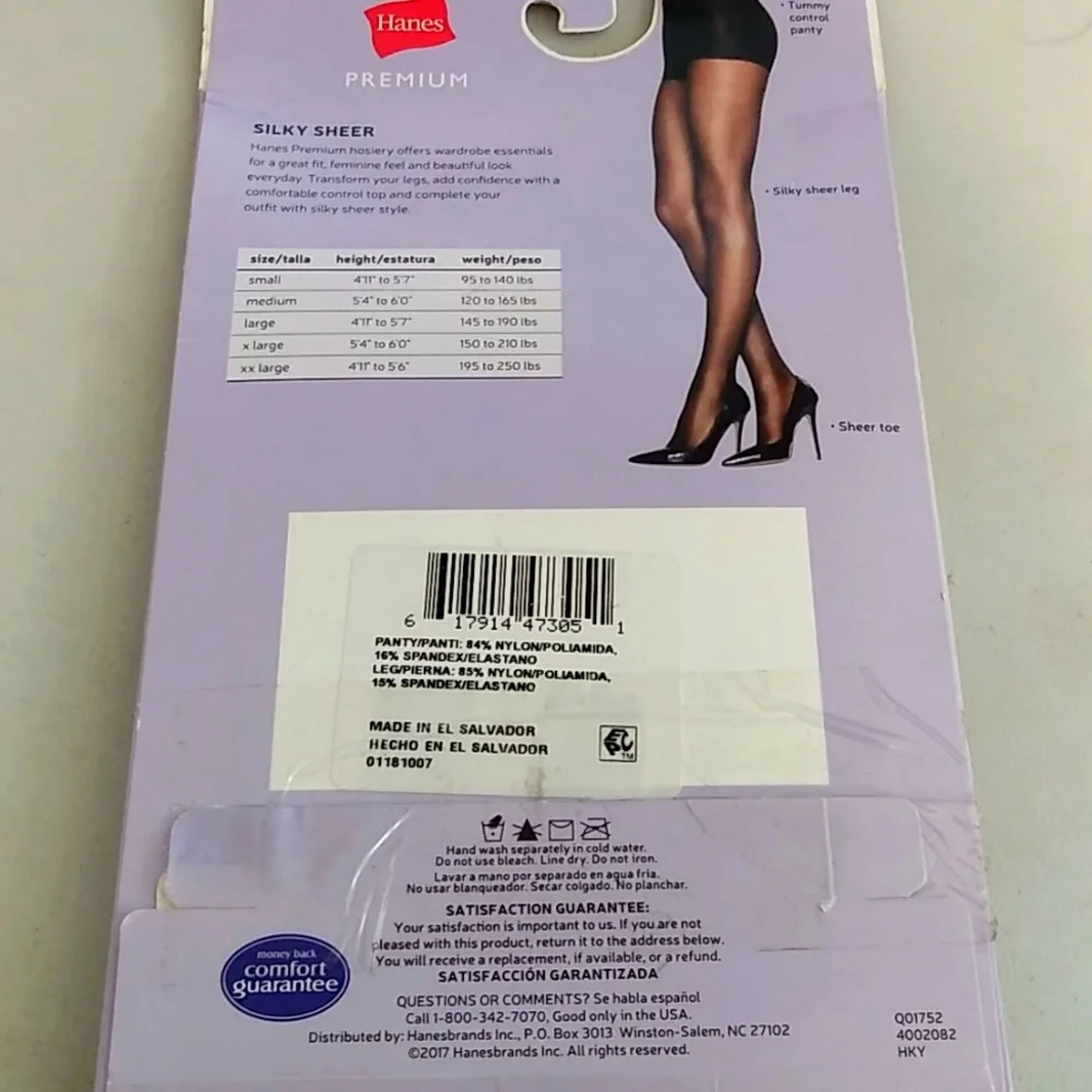 Hanes Premium Women's Silky Sheer Control Top Pantyhose - Off Black S